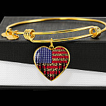 American Flag Leopard Pattern 4th of July Heart Pendant Necklace