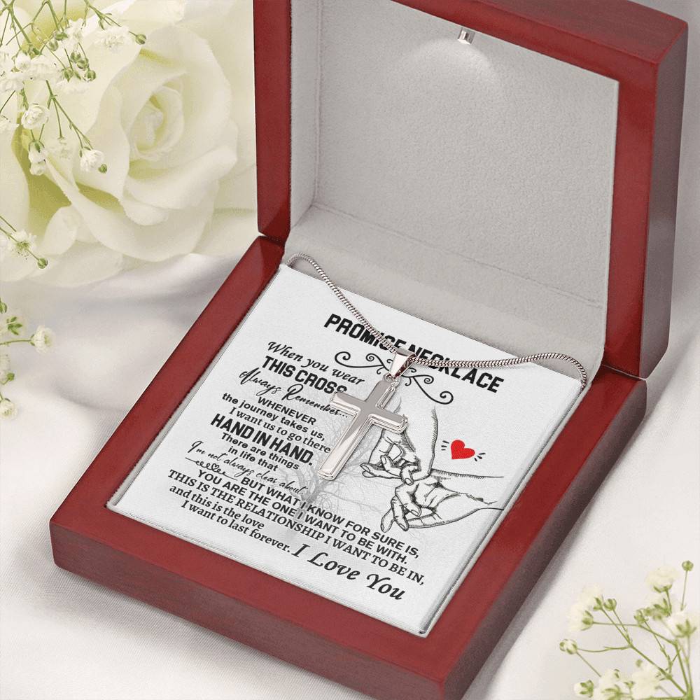 I Love You Artisan Crafted Cross Necklace - Promise Necklace - When You Wear This Cross Necklace