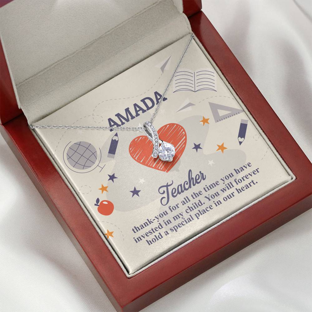 Personalized Thank You for All the Time You Invested in My Child Alluring Beauty Necklace
