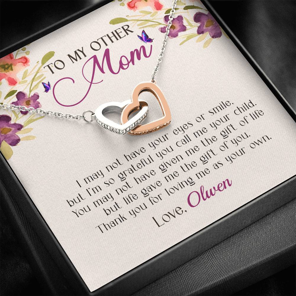 Personalized My Other Mom I May Not Have Your Eyes Or Smile Interlocking Hearts Necklace Personalized My Other Mom I May Not Have Your Eyes Or Smile Interlocking Hearts Necklace