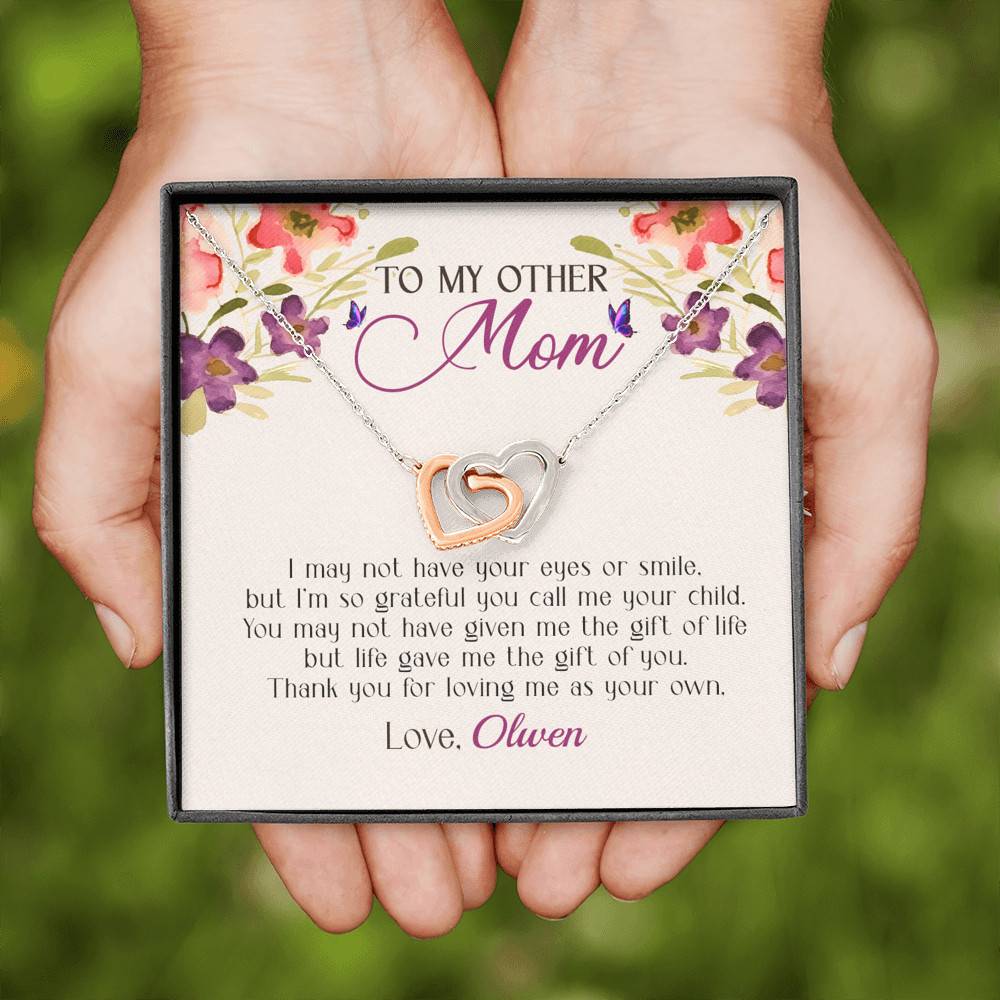 Personalized My Other Mom I May Not Have Your Eyes Or Smile Interlocking Hearts Necklace Personalized My Other Mom I May Not Have Your Eyes Or Smile Interlocking Hearts Necklace