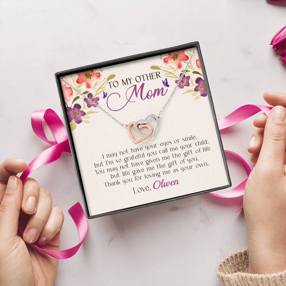 Personalized My Other Mom I May Not Have Your Eyes Or Smile Interlocking Hearts Necklace Personalized My Other Mom I May Not Have Your Eyes Or Smile Interlocking Hearts Necklace