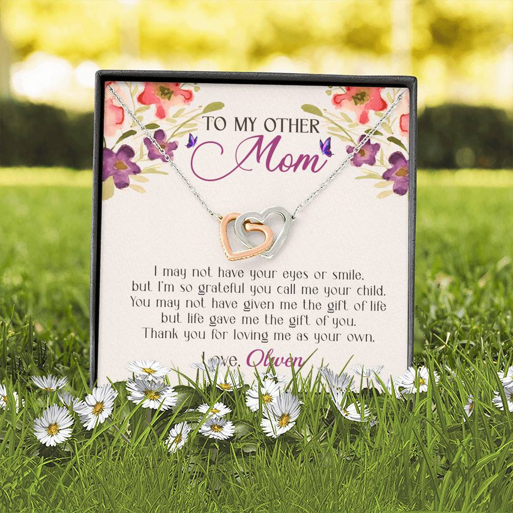 Personalized My Other Mom I May Not Have Your Eyes Or Smile Interlocking Hearts Necklace Personalized My Other Mom I May Not Have Your Eyes Or Smile Interlocking Hearts Necklace