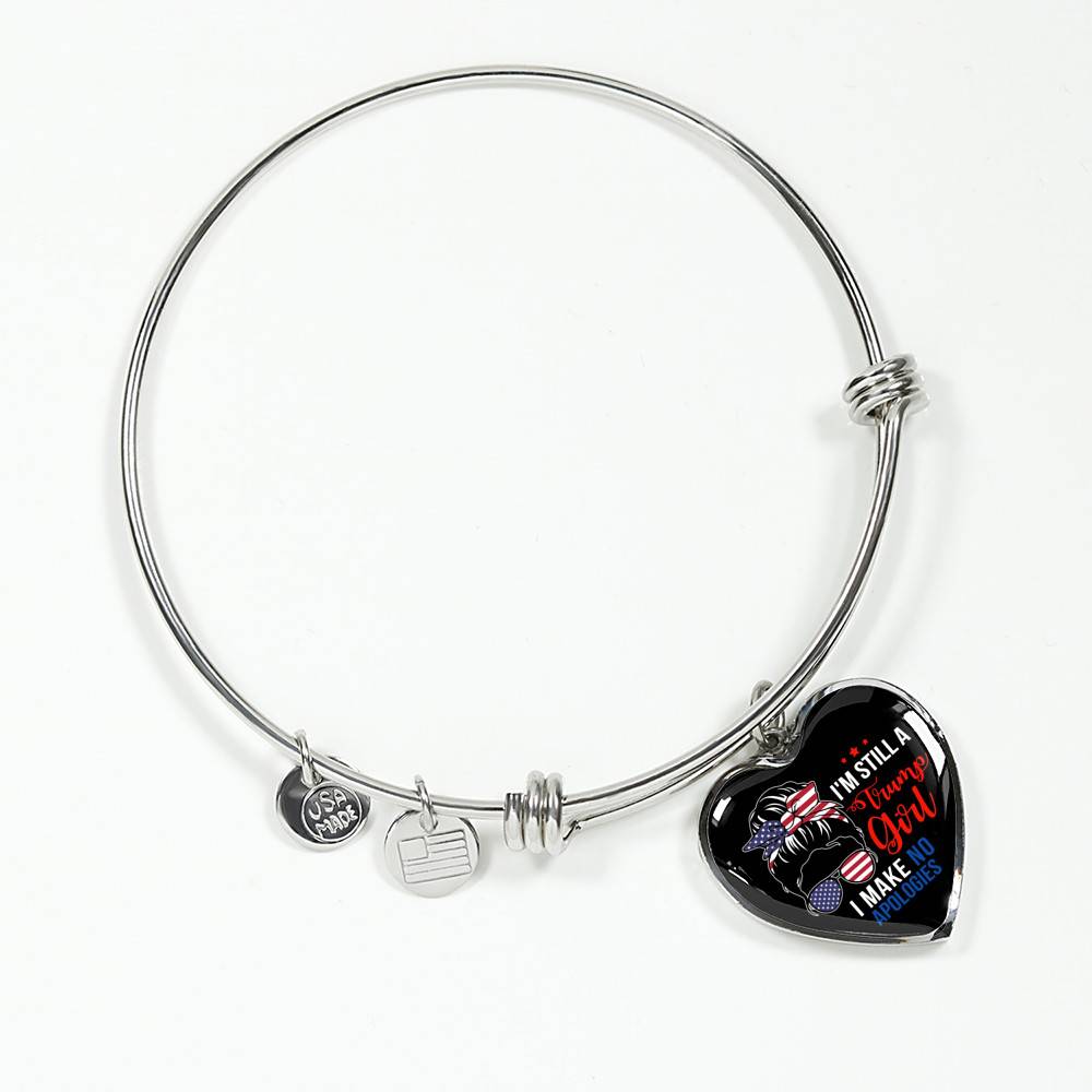 I'm Still A Trump Girl I Make No Apologies Luxury Heart Pendant Necklace - Support Trump Gifts