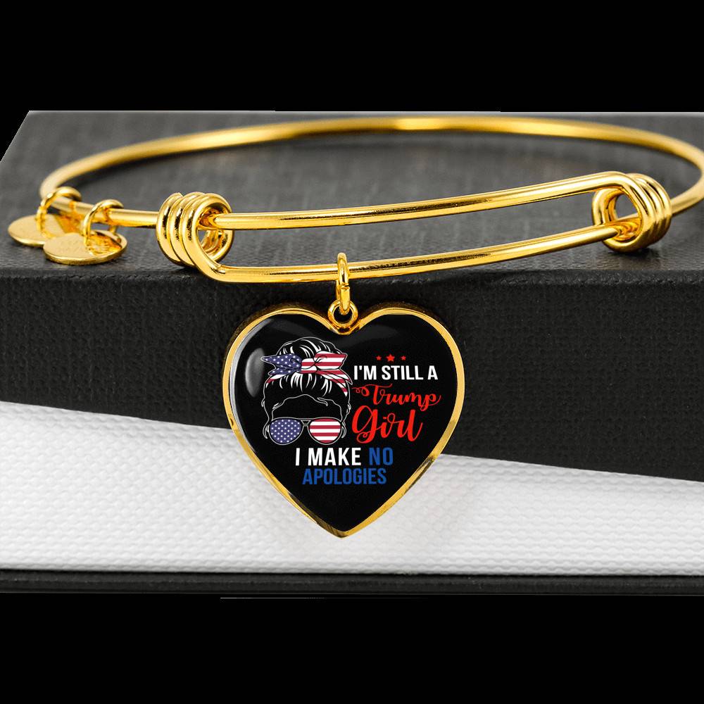 I'm Still A Trump Girl I Make No Apologies Luxury Heart Pendant Necklace - Support Trump Gifts