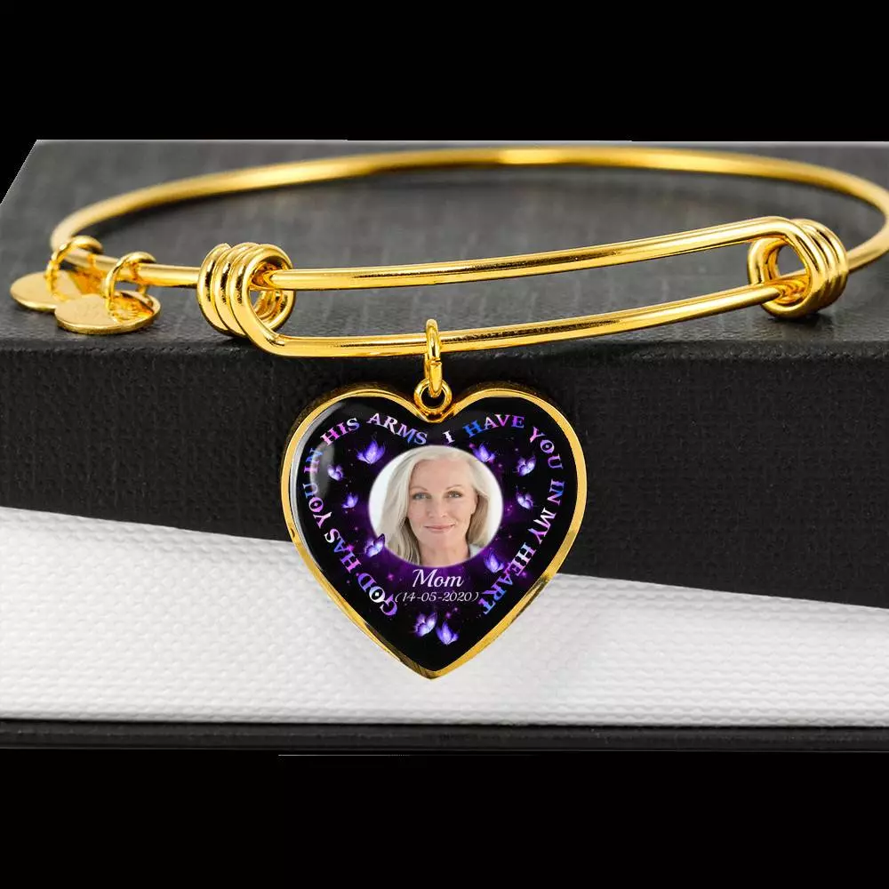 Personalized Photo God Has You In His Arms I Have You In My Heart Custom In Loving Memory Heart Pendant Necklace