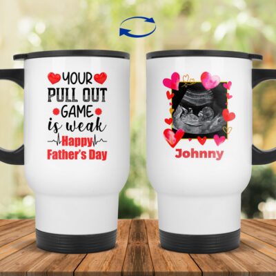 14 oz. White Travel Mug