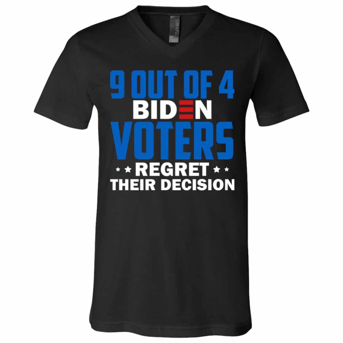 9 Out Of 4 Biden Voters Rek Shirt, Black, V-Neck T-Shirt