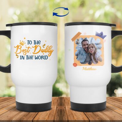14 oz. White Travel Mug