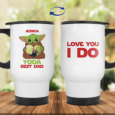 14 oz. White Travel Mug