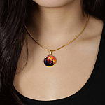 Women Kneeling Before Jesus Cross Christian Circle Necklace - Bangle