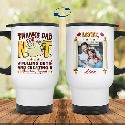 14 oz. White Travel Mug