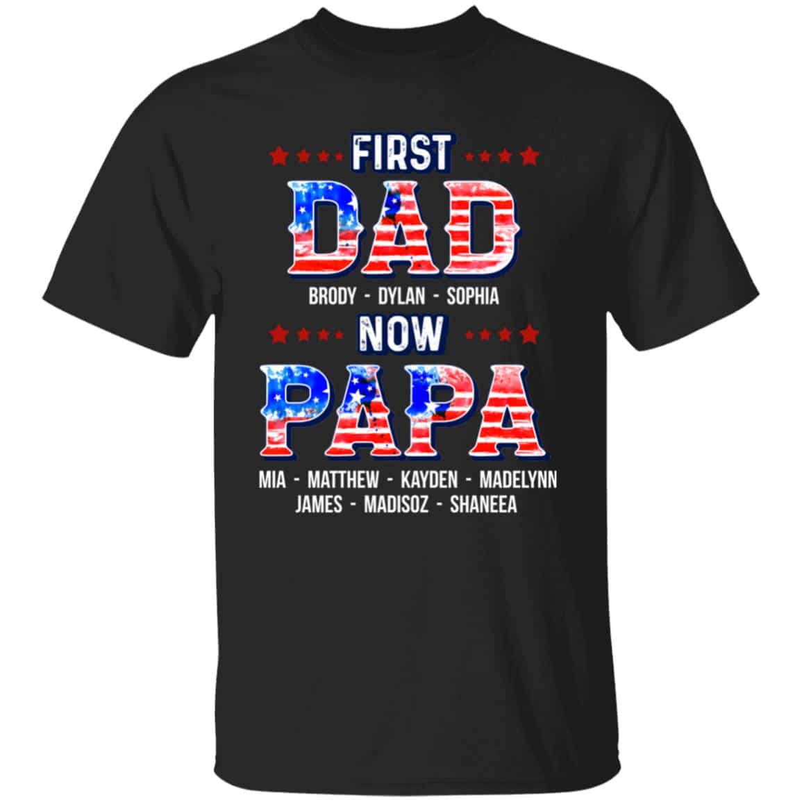 Personalized American Flag, Black, Unisex T-Shirt