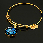 Blue Sea Turtle Wisdom Slow Down Spend More Time at the Beach Enjoy Time By Yourself Breathe Circle Pendant Necklace
