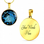 Blue Sea Turtle Wisdom Slow Down Spend More Time at the Beach Enjoy Time By Yourself Breathe Circle Pendant Necklace