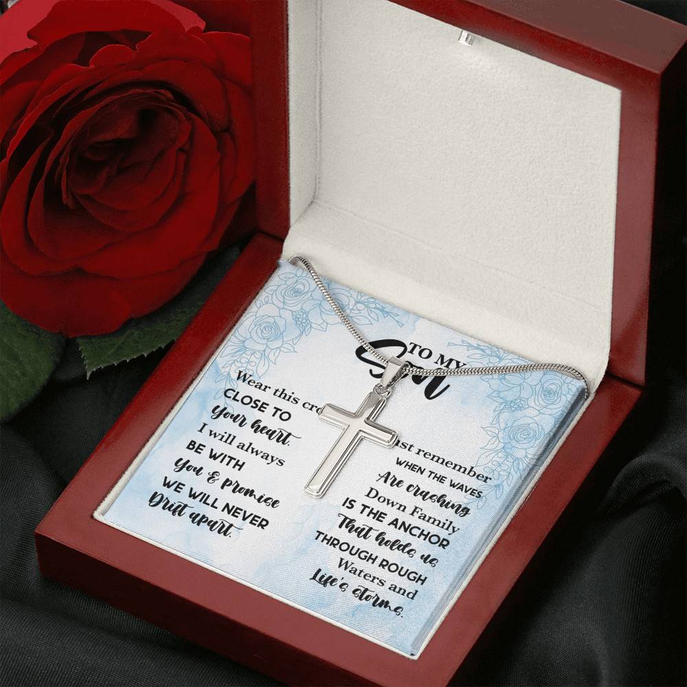 To My Son Wear This Cross Close To Your Heart I Will Always With You Artisan Crafted Cross Necklace