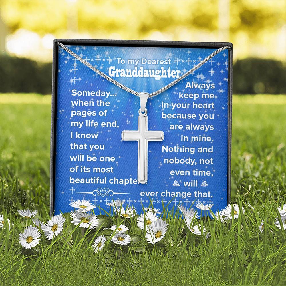 To My Granddaughter You Will Be One Of My Most Beautiful Chapters Artisan Crafted Cross Necklace