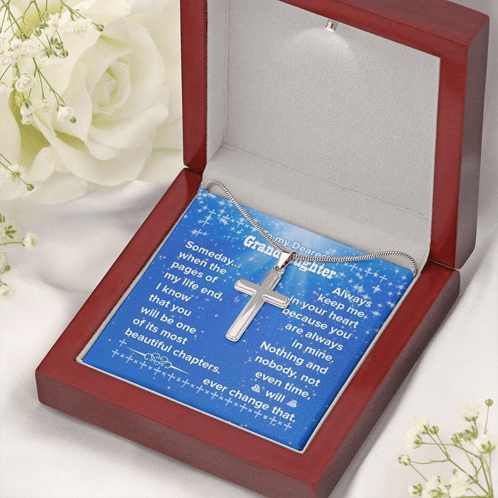 To My Granddaughter You Will Be One Of My Most Beautiful Chapters Artisan Crafted Cross Necklace