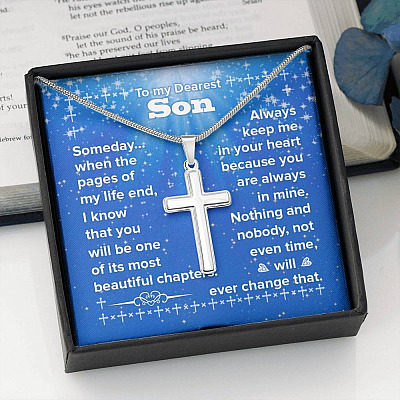 To My Son You Will Be One Of My Most Beautiful Chapters Artisan Crafted Cross Necklace
