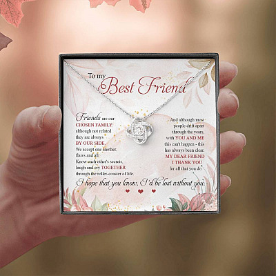 To My Best Friend Thank You For All That You Do I'd Lost Without You Love Knot Necklace