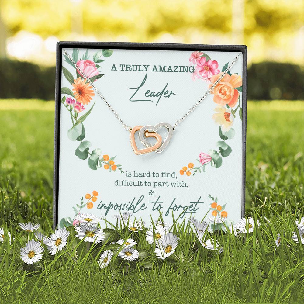 A Truly Amazing Leader Is Hard To Find Interlocking Hearts Pendant Necklace - Boss Necklace Retirement Gift