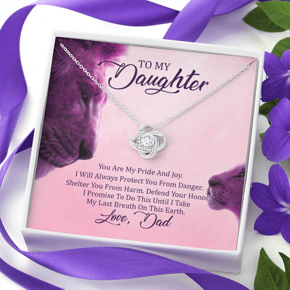 To My Daughter You Are My Pride I Will Always Protect You Love Knot Pendant Necklace - Gift For Daughter