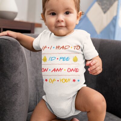 Alternative view of Funny If I Had to Pee I'd Pee on Any One of You Friend Baby Onesie - Baby Infant Bodysuit