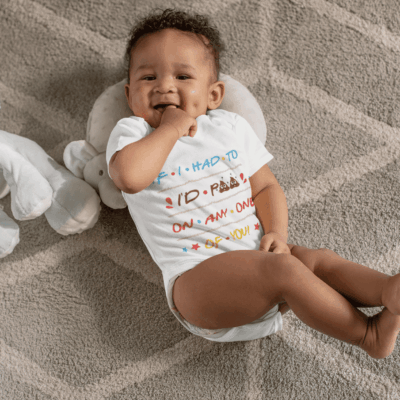 Alternative view of Funny If I Had to Pee I'd Poo on Any One of You Friend Baby Onesie - Baby Infant Bodysuit
