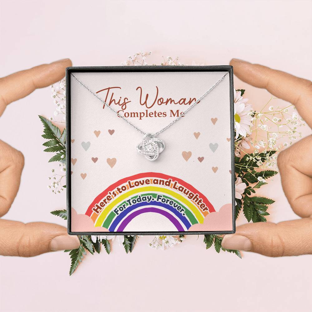 LGBT Lesbian This Woman Completes Me Love Knot Pendant Necklace - Gift For Lesbian