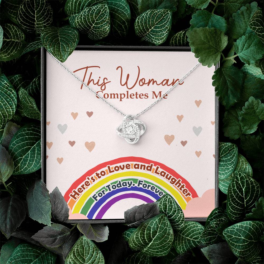 LGBT Lesbian This Woman Completes Me Love Knot Pendant Necklace - Gift For Lesbian
