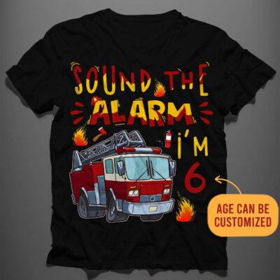 Personalized Sound The Alarm Fire Truck Firefighter Youth Tee
