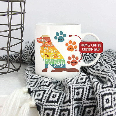 Alternative view of Personalized Happy Father's Day The Best Dog Dad Coffee Mug - Beer Stein - Water Bottle - Color Changing Mug