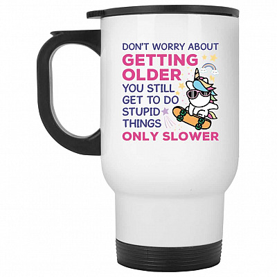 14 oz. White Travel Mug