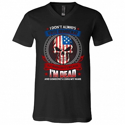 vote tee, Black, V-Neck T-Shirt