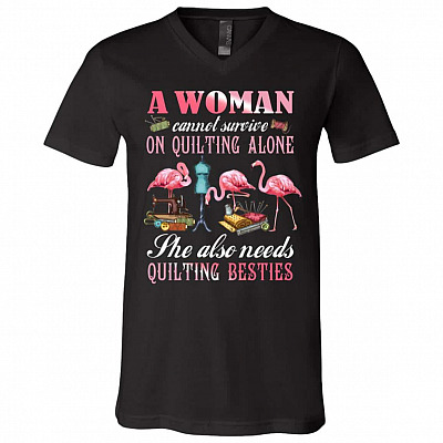 A Woman Cannot Survive Tshirt, Black, V-Neck T-Shirt