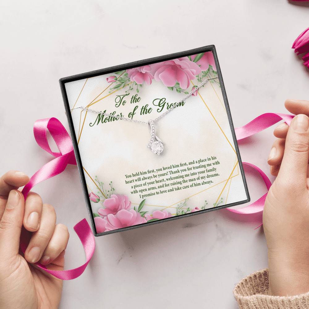 To The Mother Of The Groom You Held Him First Alluring Beauty Pendant Necklace - Mother In Law Necklace