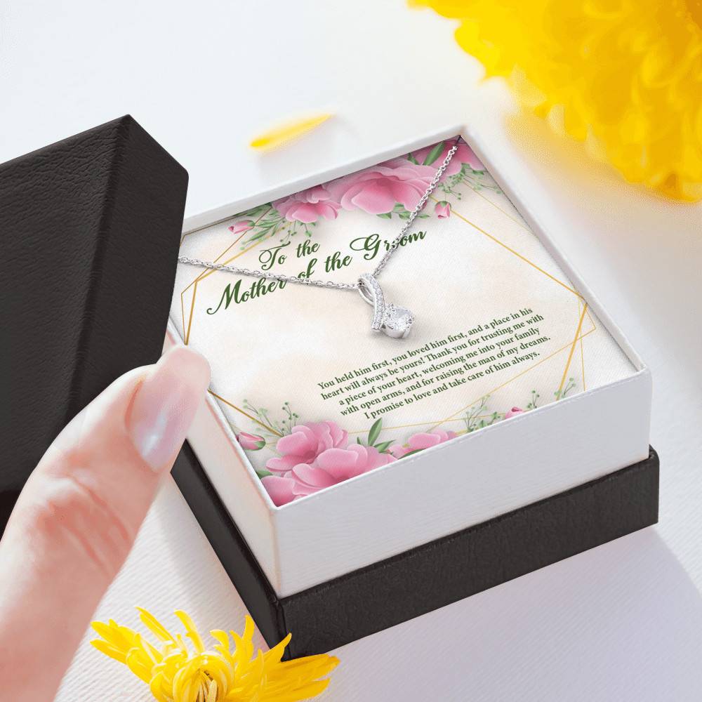 To The Mother Of The Groom You Held Him First Alluring Beauty Pendant Necklace - Mother In Law Necklace
