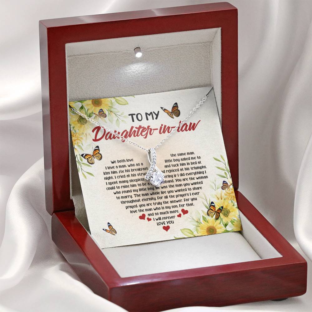 To My Daughter In Law We Both Love Same Man Alluring Beauty Pendant Necklace Wedding Gifts From Mother In Law