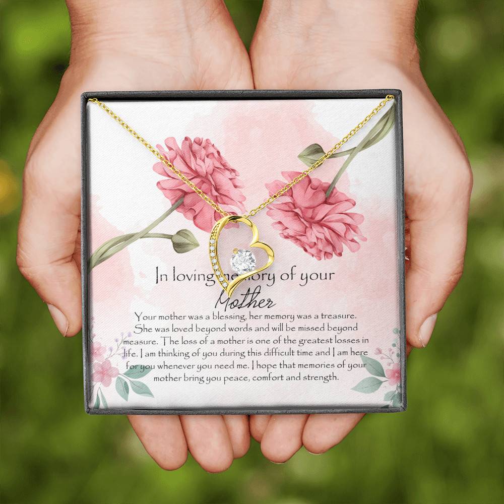 In Loving Memory Mother Forever Love Heart Pendant Necklace - Gift For Loss Of Mother