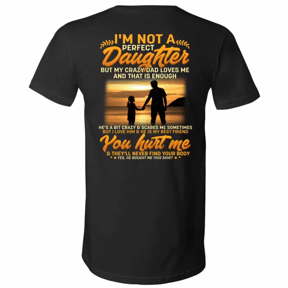Perfect Daughter Back Shirt, Black, V-Neck T-Shirt