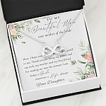 To My Beautiful Mom Now Mother Of The Bride Infinity Heart Pendant Necklace - Mom Wedding Gifts From Daughter