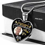Personalized Photo I Wish I Could Turn Back The Clock So That I Can Hug You One More Time Heart Pendant Necklace - Bangle