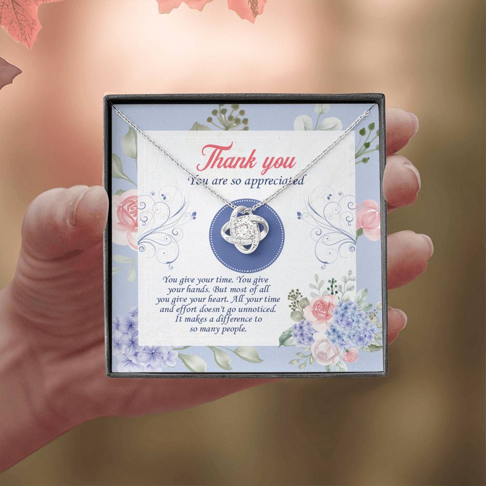 Thank You You Are So Appreciated Love Knot Necklace - Thank You Nurse Gifts - Teacher Appreciation Gifts