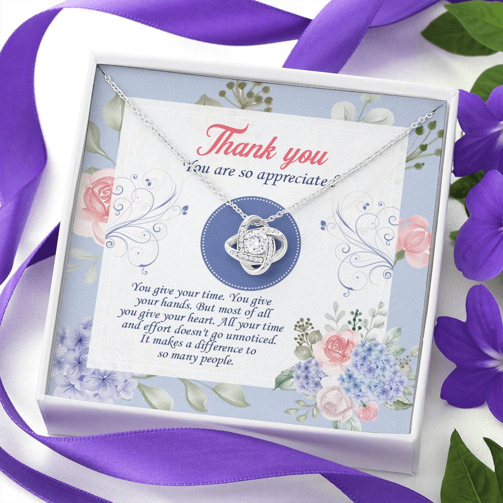 Thank You You Are So Appreciated Love Knot Necklace - Thank You Nurse Gifts - Teacher Appreciation Gifts