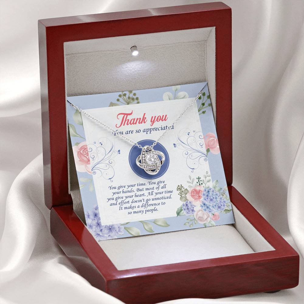 Thank You You Are So Appreciated Love Knot Necklace - Thank You Nurse Gifts - Teacher Appreciation Gifts