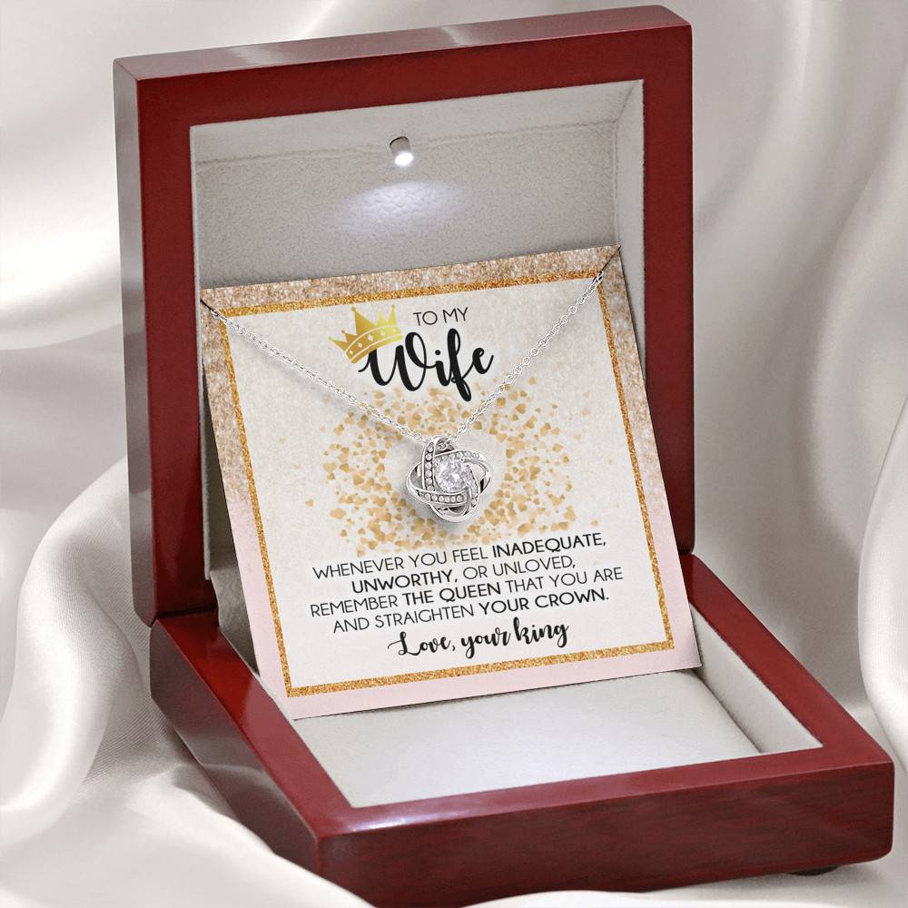 To My Wife Whenever You Feel Inadequate Love Knot Necklace - Wife Necklace From Husband - Anniversary Gifts