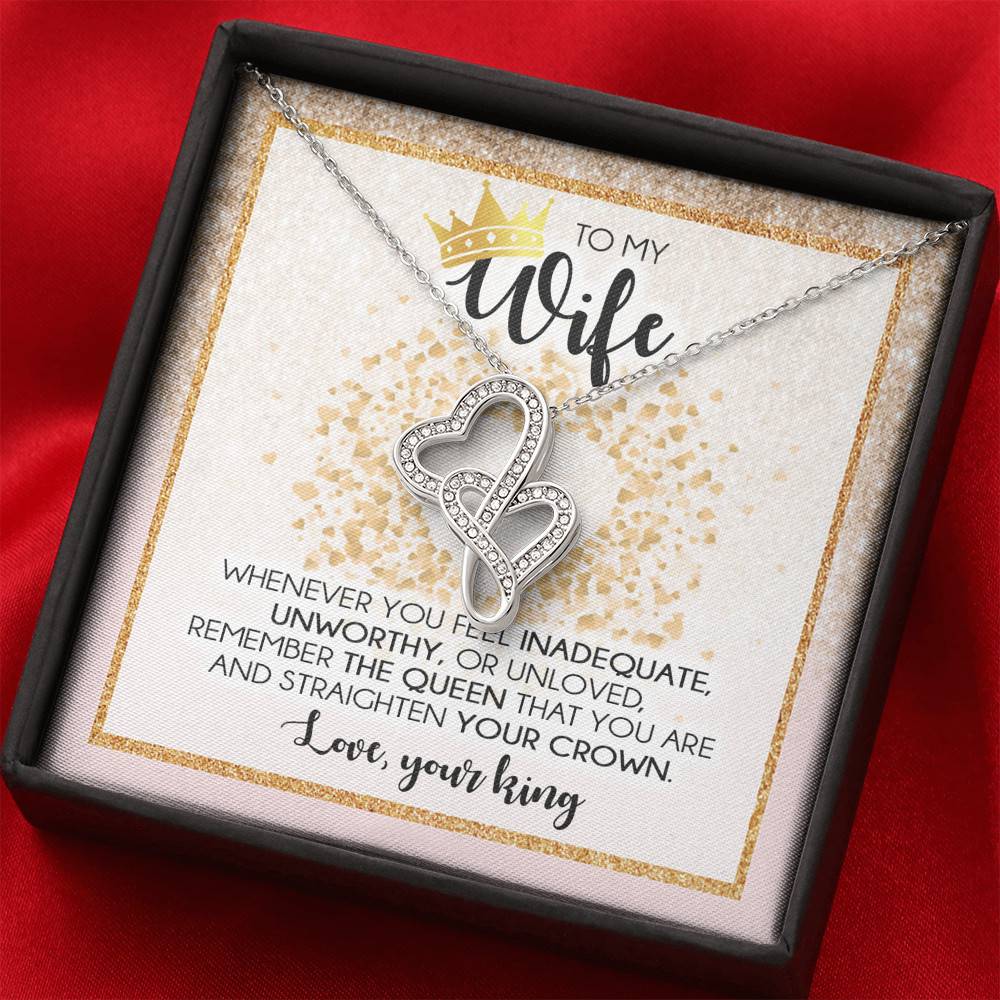 To My Wife Whenever You Feel Inadequate Double Hearts Necklace - Wife Necklace From Husband Anniversary Gifts