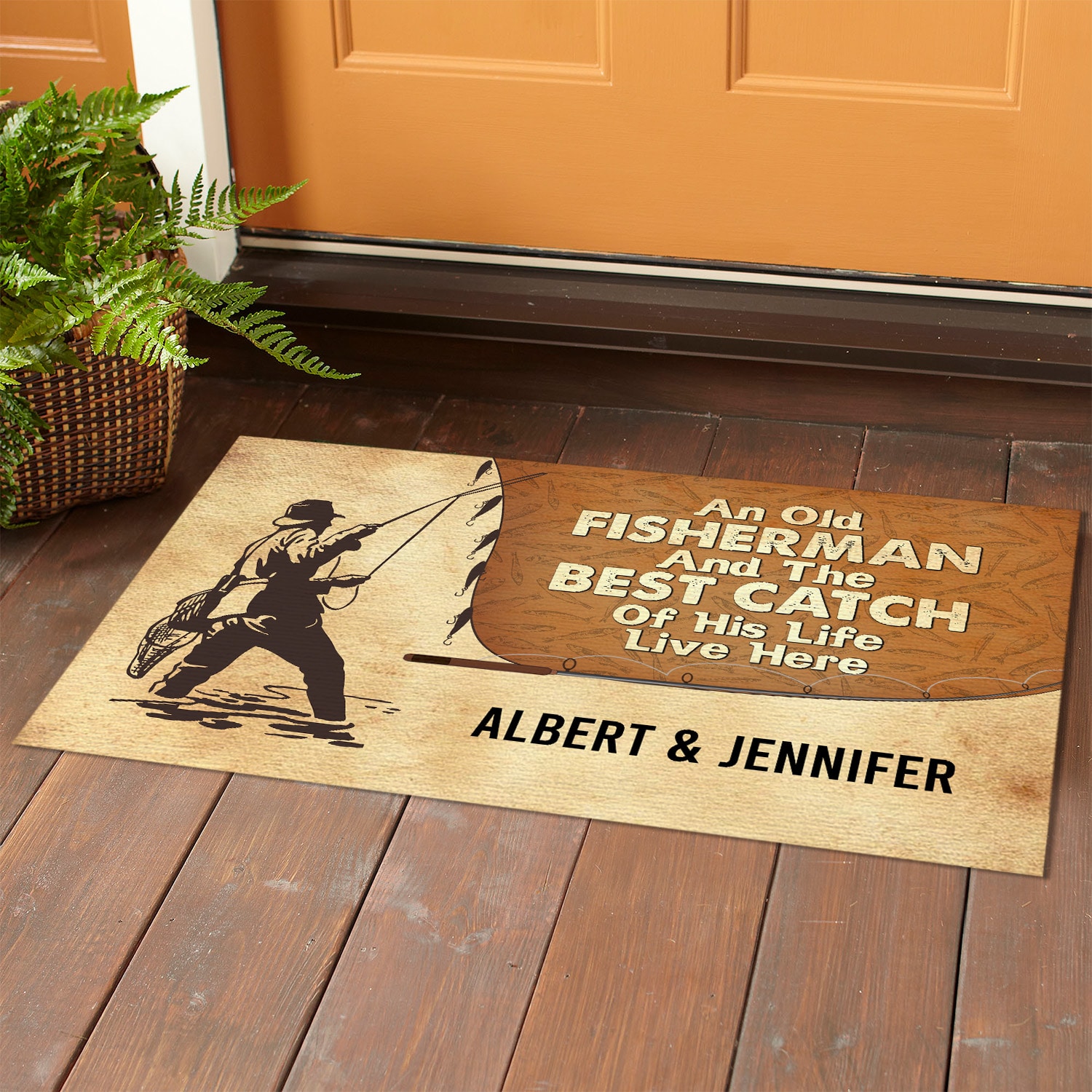 Download Fishing Doormat Personalized An Old Fisherman And The Best Catch Of His Life Doormat Cubebik