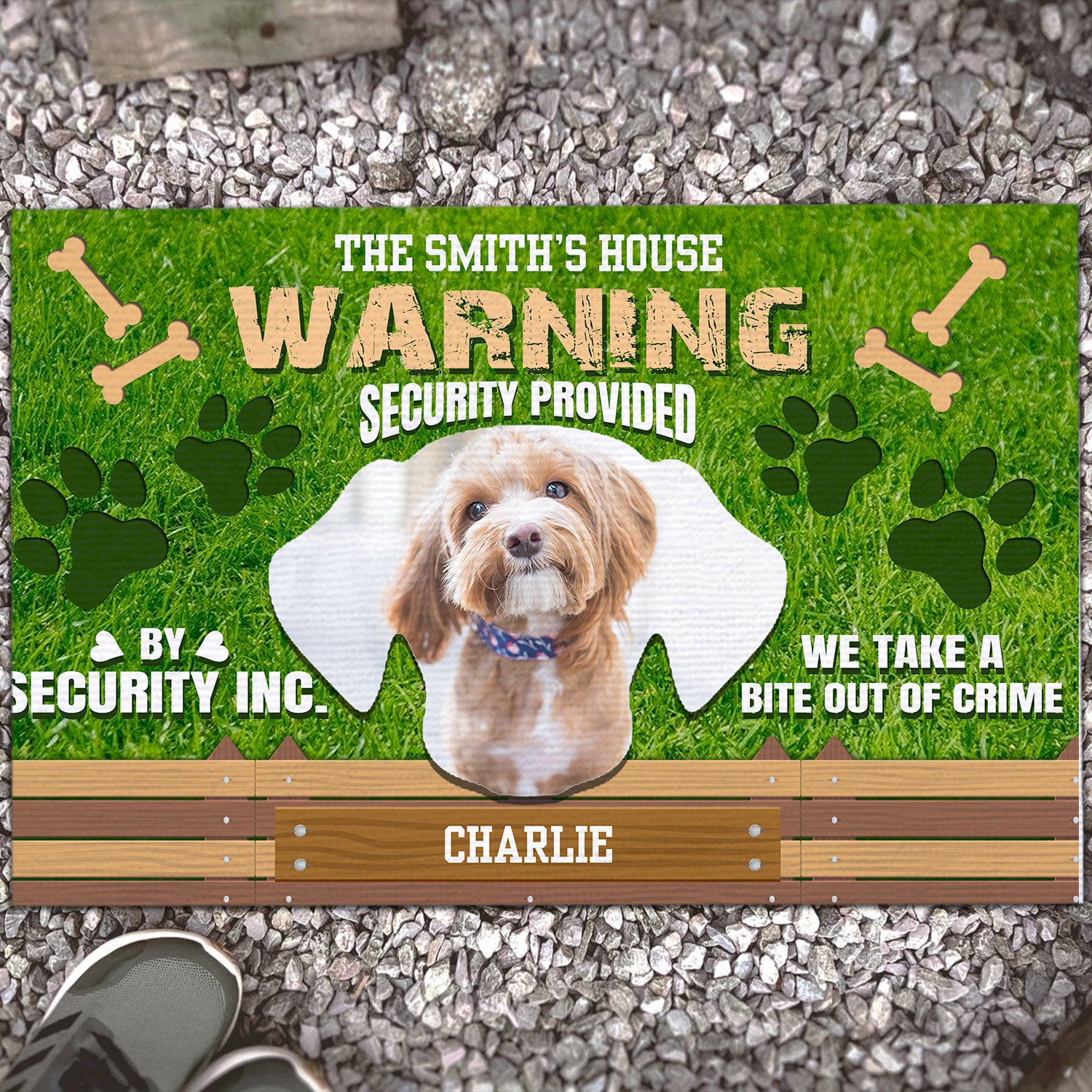 6KT. Warning Security Provided Dog (Sample Design) Doormat mockup 13