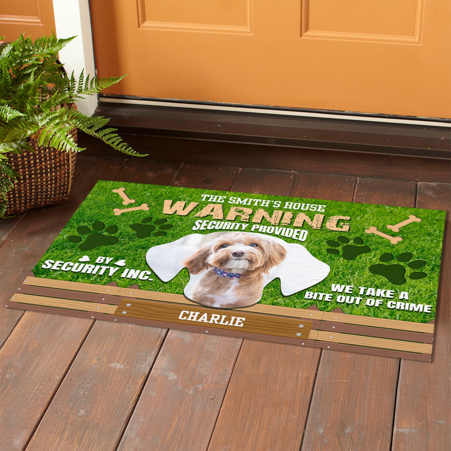 6KT. Warning Security Provided Dog (Sample Design) Doormat mockup 1